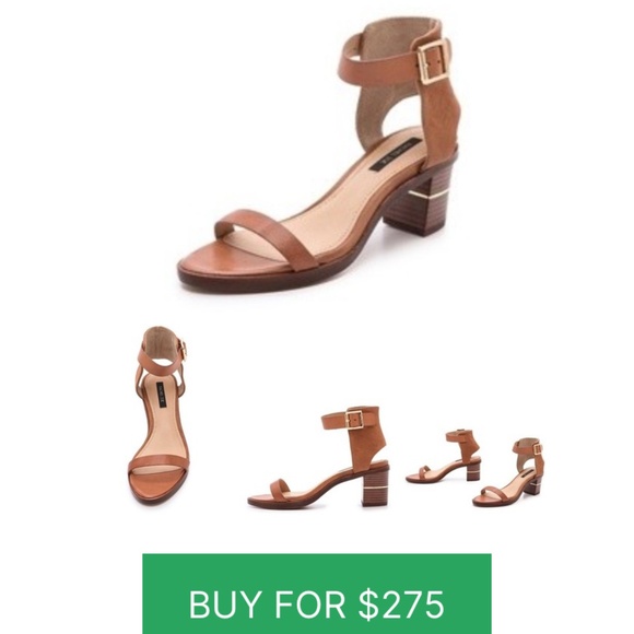 Rachel Zoe Colbie Leather Ankle Strap Block Heel Sandals - Picture 1 of 9
